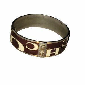 Coach Brown and cream Enamel Logo  Metal Bangle Bracelet